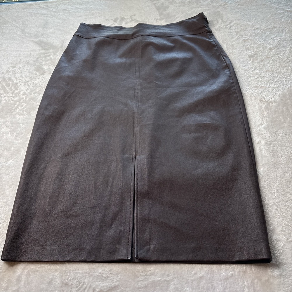 Quince Stretch Lambskin Blend Leatherโ Slit Pencil Midi Skirt Women's Size 14